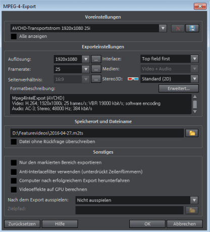 MPEG4 Export Audio-Codec